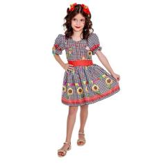 Imagem de Vestido Junino Fantasia Caipira Caipirinha Xadrez Infantil  Menina Fes
