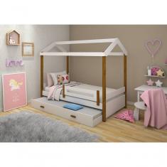 Imagem de Cama Casa Eliz Branco Mel Solteiro e 2 Colchões