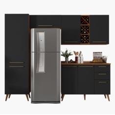 Imagem de Armário De Cozinha 7 Portas 3 Gavetas Preto/Nature