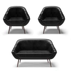 Imagem de 01 Namoradeira 02 Lugares E 02 Poltronas Corano Cor Preto