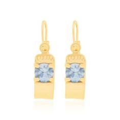 Imagem de Brincos De Ouro 18K Femininos Argola Infantil Rommanel Cristal Quadrad