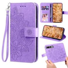 Imagem de Furill Capa carteira compatível com Google Pixel 8 5G e protetor de pulso flor couro flip porta-cartão de crédito Folio bolsa suporte acessórios celular capa para celular para Pixel8 oito meninas
