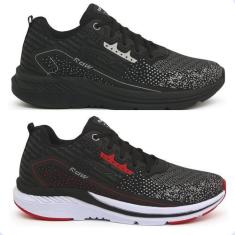 Imagem de Kit 2 Pares De Tênis Masculino Original Rdw RD101, Preto vermelho, Pre