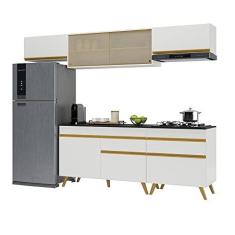 Imagem de Armário de Cozinha Completa 260cm Veneza Multimóveis V3710 Branco/dourado