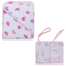 Imagem de Pano de boca + Toalha de banho Bebe Soft Macia Menina Menino - Incomfr