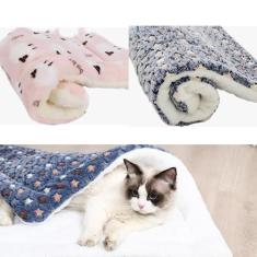 Imagem de CAMINHA COLCHONETE PET CAMA FLANELADO LÃ DE CORDEIRO DUPLA FACE CACHORROS E GATOS M 58X42 CM (CINZA)