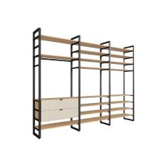 Imagem de guarda-roupa closet modulado industrial philly 2 gv cedro e off white 294 cm