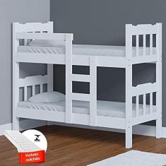 Imagem de Beliche Que Vira Duas Camas Branca Com 2 Colchões Perola Nemargi