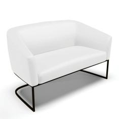 Imagem de Sofá Namoradeira 2 Lugares Base Industrial Preto Stella Corino D03 - D`rossi Cor Branco