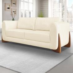 Imagem de Sofá 2 Lugares Luxo Linho 1,60m Pés Em Madeira De Jequitibá - Pérola Pérola