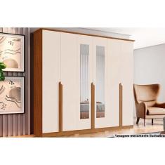 Imagem de Guarda Roupa 6 Portas (2 c/ Espelho) e 6 Gavetas Andréas Nature/Off White - Henn