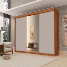 Imagem de Guarda Roupa Casal Ambiente Florença 3 Portas de Correr com Espelho Carvalho New Maní - Luapa
