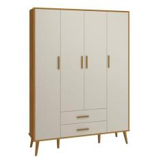 Imagem de Guarda-Roupa Retrô 4 Portas Isis Areia Fosco com Savana Fosco - Moveis