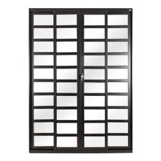 Imagem de Porta Correr 4 Folhas Móveis Central com Travessa Topsul 210x150cm Esquadrisul Preto