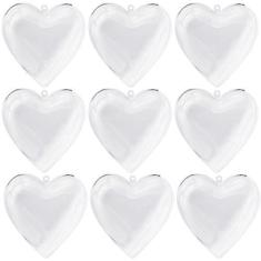Imagem de Enfeites de Natal UNIQLED Clear Plastic Heart 100 mm, pacote com 10