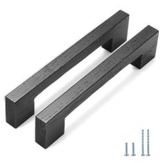 Imagem de Evionlin Puxadores de gaveta de madeira quadrados pretos de 18 cm, 8 peças, puxadores para armários de cozinha, gavetas, puxadores de porta de armário