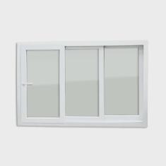 Imagem de Janela de pvc 120x240cm 3 Folhas com Vidro Liso e Cremona itec Brimak
