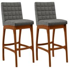 Imagem de Kit 02 Banquetas Altas Mila Linho Cinza Escuro
