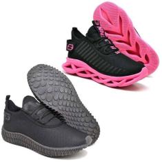 Imagem de Tênis Feminino Esportivo 2 Pares Modelos Diferentes Pink/Preto - Evolt