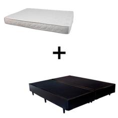 Imagem de Cama Box Queen 158 Tecido Sintético Preto Com Colchão Roma Espuma D45 Bege 54x158x198