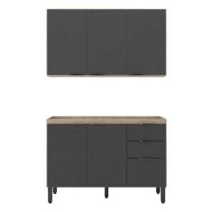 Imagem de Cozinha Modulada Firenze Fi0009 Avena Grafito - Demóbile - Demobile