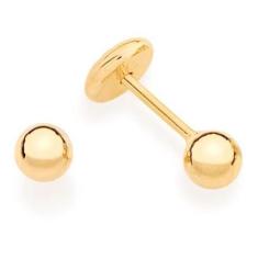 Imagem de Brinco Infantil Bolinha 4 Mm Folheado Ouro 18K Antialergico - Mga-Br