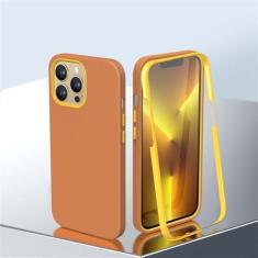 Imagem de 2 em 1 360 capa de telefone de corpo inteiro para iPhone 14 13 11 12 Pro Max X XR XS 14 Plus Candy Color Soft Liquid Silicone Cover, T3, para iPhone 12