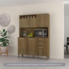 Imagem de Cozinha Compacta 5 Portas E 2 Gavetas Com Tampo Luciane Móveis Carvalho Avelã