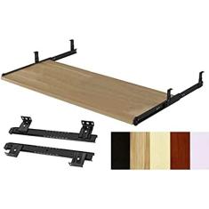 Imagem de Bandeja de teclado de madeira de 5 cores sob a mesa deslizante, prateleira de teclado deslizante/suporte de bandeja, gaveta de suporte de teclado ajustável em altura, prateleiras de armazena