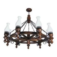 Imagem de Lustre Muller Roda Carroça 9 Lâmpadas Envelhecido 909E