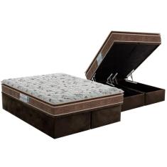Imagem de Cama Box Baú King: Colchão Espuma D45 Probel Advanced Pillow Super + Base CRC Suede Brown(193x203)