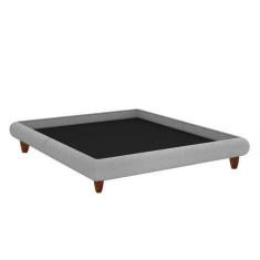 Imagem de Cama Casal Japonesa 156cm Pés Madeira Haru Linho Cinza Clarinho - Sall