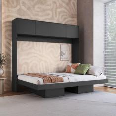 Imagem de Cama Casal Hanover Articulável Horizontal 4 Portas Grafite - Art In Móveis