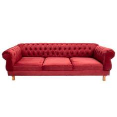 Imagem de Sofá Chesterfield Capitone Elisabeth Suede Bordo 1,80CM - NOVO ENCANTO