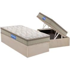 Imagem de Conjunto Box Baú Solteiro: Colchão Espuma Probel D45 Guarda Costas Pillow Top + Base CRC Suede Clean(88x188)