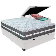 Imagem de Cama Box Baú e Colchão Black Graphite Molas Ensacadas Casal Anjos,  Br