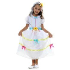 Imagem de Fantasia Noiva Caipira Infantil Festa Junina São João Com Tiara+Véu - 