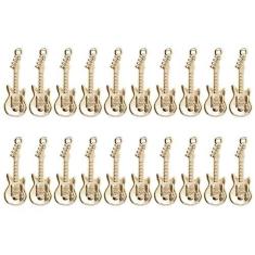 Imagem de PPhtony Pingentes de guitarra vintage tema musical instrumento pingente para pulseira, brinco, colar, chaveiro, joias, cartões, scrapbook, presente, enfeites de Natal, artesanato DIY, 20 peças, Metal,
