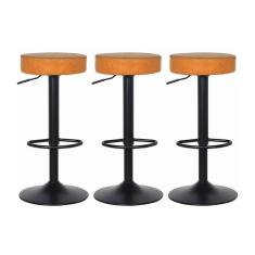 Imagem de Kit 3 Banquetas Giratórias Viena Caramelo Caramelo