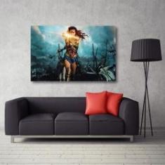 Imagem de Quadro decorativo Mulher Maravilha Bracelete com Tela em Tec