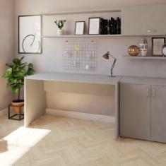 Imagem de Mesa para Escritório 180cmx60cm 25mm Bramov Móveis Cinza Cristal