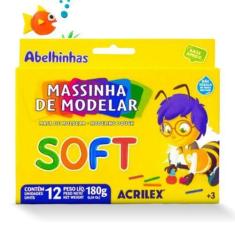 Imagem de Massa De Modelar 12 Cores 180G Soft Infantil Escolar Acrilex Massinha