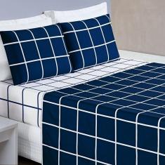 Imagem de Jogo De Lençol Casal Square 4 Peças Azul Marinho