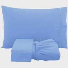 Imagem de Jogo de Lençol Solteiro Percal 200 Fios 3 Peças - Azul