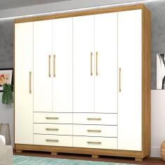 Imagem de Guarda-Roupa Casal Creta 6 Portas 6 Gavetas Nature/Champanhe - Panorama Móveis