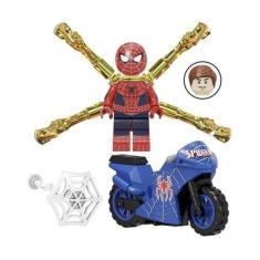 Imagem de Boneco Blocos De Montar Homem Aranha Moto Teia Cromada Red - Mega Bloc