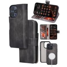 Imagem de Bayelon Capa carteira para iPhone 16 Pro de 6,3 polegadas, capa carteira de couro de flor integral, capa flip magnética removível, suporte para cartão, compatível com MagSafe, capa com bloqueio de