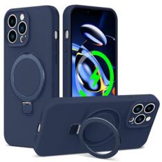 Imagem de ZHK Capa de silicone líquido projetada para iPhone 13 Pro Max com suporte magnético, [proteção precisa da lente da câmera][à prova de choque de grau mil] [forro de microfibra macio antiarranhões] Capa