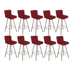 Imagem de Kit 10 Banqueta Alta Lexi Com Encosto Cozinha Bar Balcão Bistrô Ferro