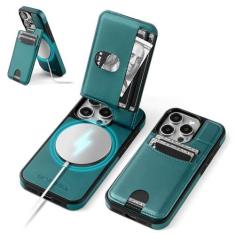 Imagem de SkyEagle Capa carteira para iPhone 12 Pro Max com suporte para cartão 【Compatível Magsafe】 Capa protetora flip flip de couro PU com bloqueio de RFID, compartimentos de crédito com suporte para Apple